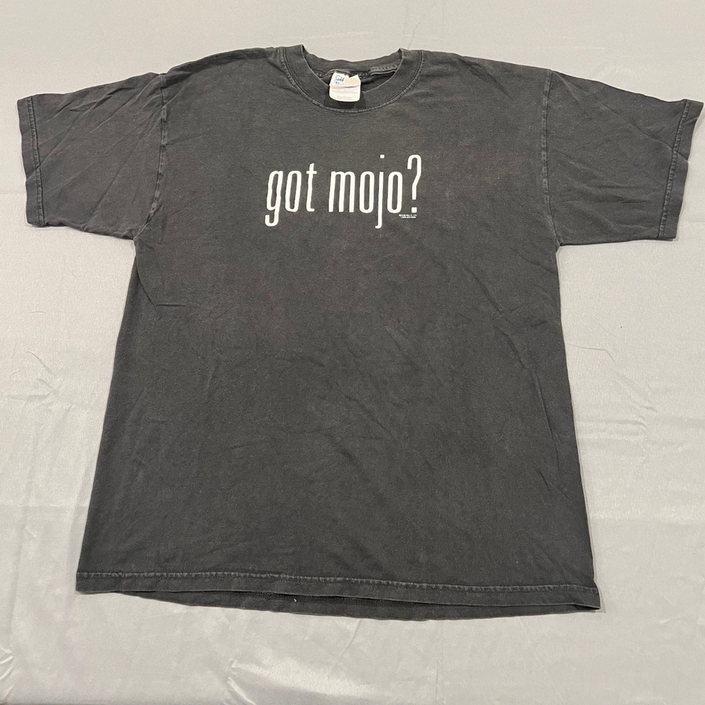Vintage 1999 Got Mojo? T Shirt Mens Large Faded Black Heavy Cotton 90s Graphic